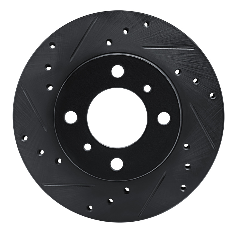 Dodge Colt Brake Rotor (1) - Front Left - R1 Concepts - Drilled & Slotted - Black - `92-`00